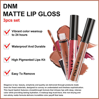 evpct 3Pcs Nude Brown Rose Pink Dark Matte Liquid Lipstick Makeup Sets for Dark Skin Black Women, Permanent Lip Stain Set Long Lasting Lipstick 24 Hours Waterproof labiales mate 24 horas originales 09