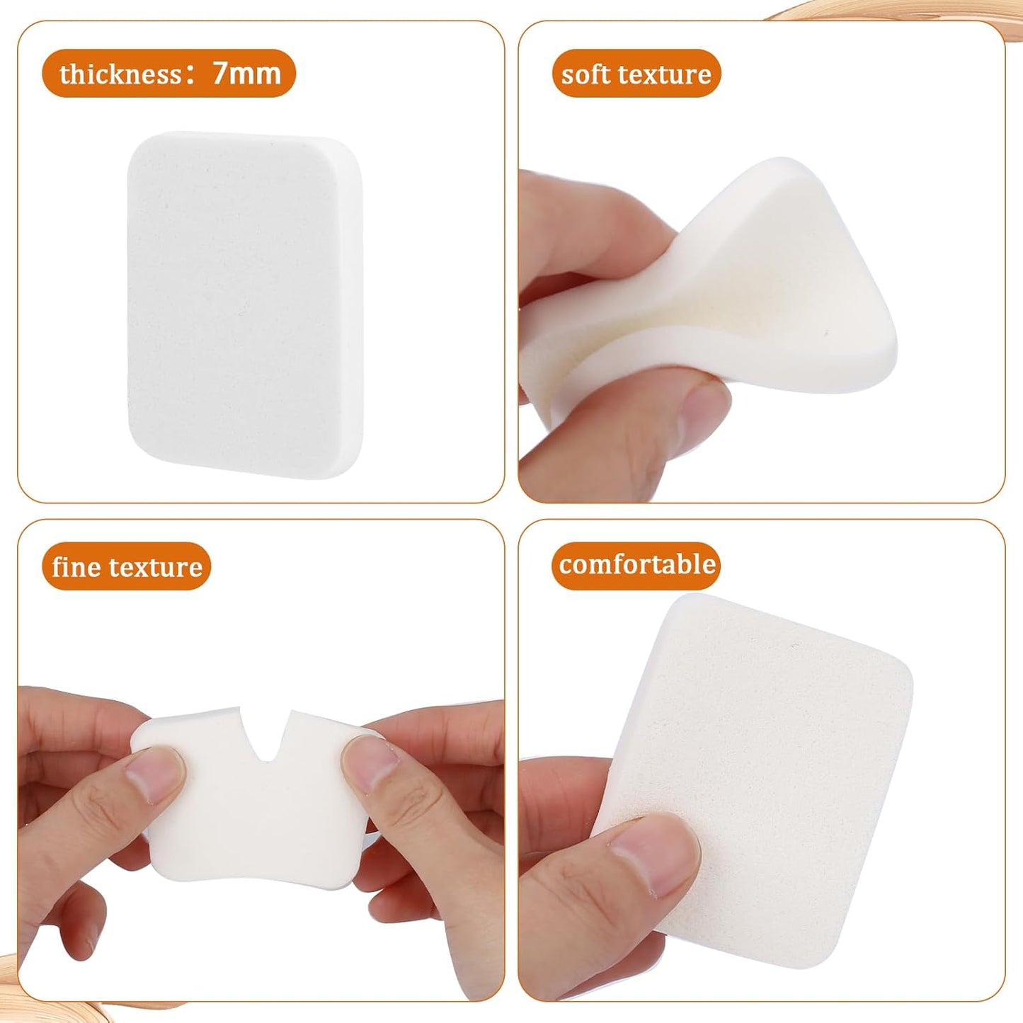 20Pcs White Makeup Cosmetic Sponge Square Make Up Facial Face Soft Sponge Cosmetic Puff Women Lady Beauty Makeup Foundation Powder Puff for All Skin Types Wet and Dry Dual Use