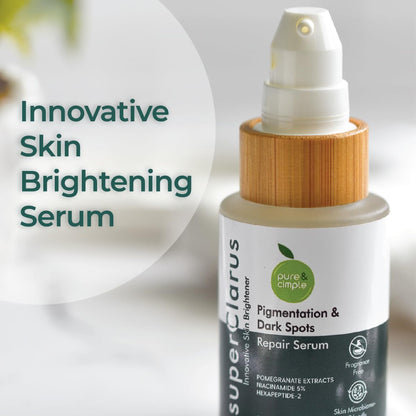 Pure & Cimple Probiotic Skin Brightening Serum | Dark Spot Face Treatment | Age Spots | Melasma, Sun Damage and Dark Pigmentation Remover | Brighter Skin Tone | Fragrance-Free