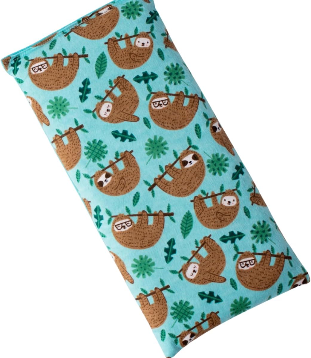 Microwave Heating Pad Filled With Flax Seed and Choice of Dried Herbs, Herbal Cold Pack, Good Size for Back Pain and Cramps, Hot and Cold Therapy, 6" x 12" (Sloth, Chamomile)