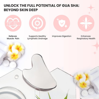Sacred Healing Premium Stainless Steel Gua Sha Facial Tool – Enhance Beauty, Anti-Aging, Pain Relief, Lymphatic Drainage – Ideal for Home and Professional Use- Metal Gua Sha