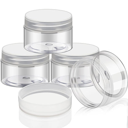 Patelai 4 Pieces Round Wide-mouth Leak Proof Plastic Container Jars with Lids for Travel Storage Makeup Beauty Products Face Creams Oils Salves Ointments DIY Making(2 Ounce,Clear)