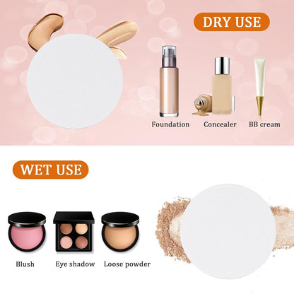 20Pcs White Makeup Sponge Round Make Up Facial Face Soft Sponge Cosmetic Puff Women Lady Beauty Makeup Foundation Powder Puff for All Skin Types Wet and Dry Dual Use