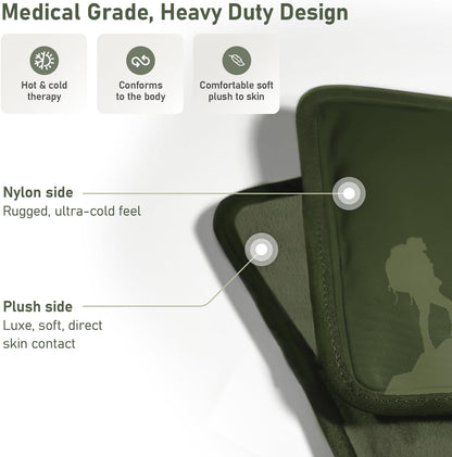 Medium Flexible Gel Ice Packs for Injuries Reusable - Soft Hot and Cold Packs for Injuries for Ankle, Arm, Foot, Leg, Back Pain Relief - 8" x 12" - 2PK - Green