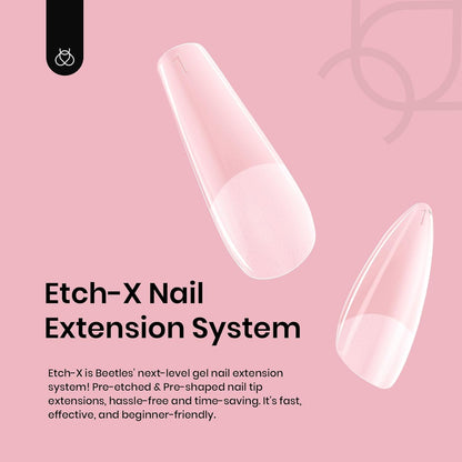 Beetles Gel Nail Tips Medium Almond Etch X Nail Tips, 12 Sizes 288 PCS Half Matte Full Cover False Nails Clear Acrylic Nails Glue on Nails DIY Gift for Women