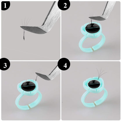 Fenshine 200 PCS Smart Glue Cups Lash Glue Holder Volume Lashes Quick Blossom for Eyelash Extension Supply, 2 Methods of Use (Green)