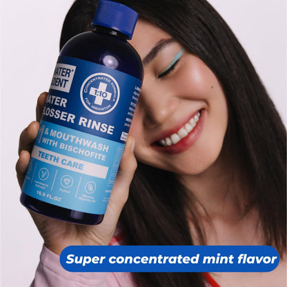 Concentrated Water flosser Rinse & mouthwash | Add to Oral irrigator | Mint Flavor | Alcohol and Fluoride Free. Made in USA | Pack of 2 = 33.8 fl.oz