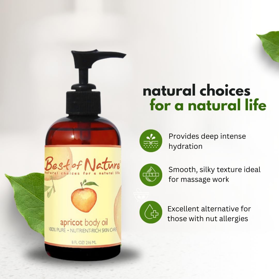 Best of Nature 100% Pure Apricot Oil – Lightweight Massage & Body Oil, Unscented Moisturizer for Hair, Skin, Face, Ideal Carrier Oil for Essential Oils, 5 Gallon Pail (640 fl oz)