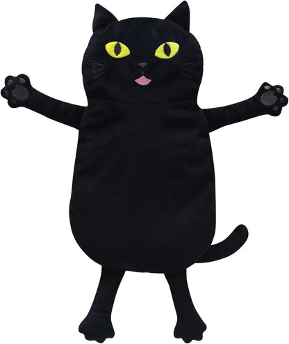 Microwave Heating Pad for Pain Relief, 17" x 9" Microwavable Heating Pads for Cramps, Back Pain, Neck Shoulder, Muscles, Knee, Joints, Natural Heat Pack Moist Heat, Black Cat