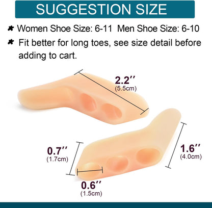 Povihome 10 Pack Pinky Toe Separator and Protectors, Triple Gel Toe Separators for Overlapping Toe, Curled Pinky Toes Separate and Protect (Beige)