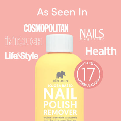 ella+mila Jojoba Nail Polish Remover Non-Acetone Nail Polish Remover - Non-Toxic Fingernail Polish Remover - Enriched With Jojoba oil & Vitamins (4 fl oz) Yellow