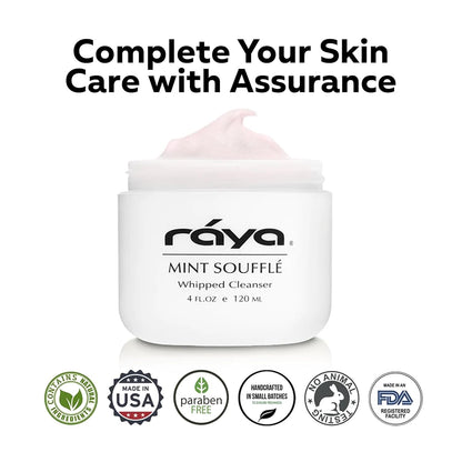 Raya Mint Soufflé Facial Cleanser (102) - Face Wash for Sensitive Skin, Combination & Oil Skin, Clears Pores, Sensitive Formula, Mint, 4 oz