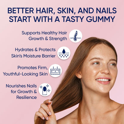 Moerie Hair Skin and Nails Gummies for Women & Men - Biotin for Hair Loss, Gummy Vitamins & Growth Dietary Supplements - Sugarbear for Thicker Hair - Allergen Free - 180 per Serving - Balanced Diet
