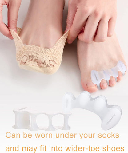 2Pairs Toe Separators Toe Spacers for Women Men to Correct Bunion, Relieve Feet Pain, Foot Alignment, Toe Straighteners for Hammertoes, Plantar Fasciitis (S, Women Shoe Size: 5-9, Men: 6-7)