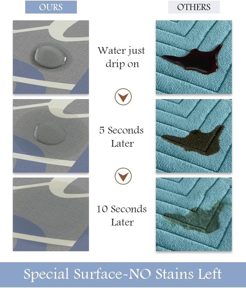 MontVoo-Bath Mat Rug Long Non Slip Super Absorbent Bathroom Runner Stain Resistant Quick Dry Thin Bathroom Mat Fit Under Door-17"x59",Blue-Look