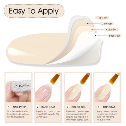 CANNI Nude Color Gel Polish, 1Pcs Albescent White Nude High Gloss Soak Off U V Gel Nail French Nail Manicure Salon DIY