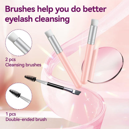 Lash Shampoo Kit, 2 fl.oz / 60ml Eyelash Cleanser, Eyelash Shampoo for Lash Extensions, Lash Cleaning Kit with Lash Fan Dryer, Eyelash Remover for Salon and Home Use