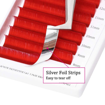 Volume Lash Extensions D Curl Mixed Tray Easy Fan Volume Lashes 0.07 8-14mm Mixed Tray Red Rapid Blooming Mink Eyelash Extensions (Red 0.07-D, 8-14mm Mix)
