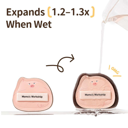 Sleepy Pig Puffs, Makeup Sponges Set, Dry&Wet Dual-Use Foundation Sponge - Hydrophilic Polyurethane, Expands 1.3x When Wet for Cream Foundation/Liquid Blush/Highlighter,2pcs Puffs & Storage Case