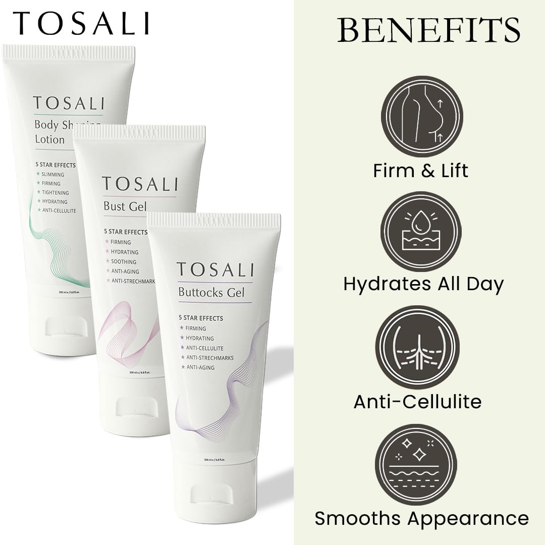 Skin Firming & Skincare Set – Buttocks Gel, Breast Firming Cream & Body Lotion – Anti-Aging, Hydrating, Stretch Marks & Cellulite Care with Caffeine & Aloe Vera