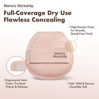 Makeup Sponge, Rubycell, Flat-cut Shape,Foundation Sponges with Glossy PU Leather, for Liquid/Sheer Foundations, Cosmetic Puff, Medium Bounce,Travel Friendly & Reusable,2pcs & Storage Case