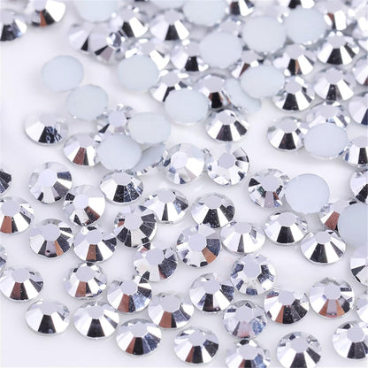 3000 Pieces SS6 2mm Flatback Rhinestones Clear Glass Round Gems Crystals for Nail Art DIY Crafts Clothes Shoes Bags （Silver）