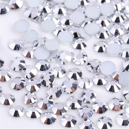 3000 Pieces SS6 2mm Flatback Rhinestones Clear Glass Round Gems Crystals for Nail Art DIY Crafts Clothes Shoes Bags （Silver）