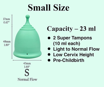 SHORDY Reusable Menstrual Cup (Small) Set of 2 with Mini Box, 100% Soft Silicone, Coupe Menstruelle, Safe Period Cup, Light Flow Kit, Feminine Hygiene, Tampons, Pads & Disc Alternative