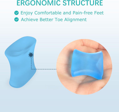Upgraded Gel Toe Separators – 12-Pack Bunion Pads – Toe Spacers for Straightening Overlapping Toes, Bunions, Calluses – Soft Silicone Bunion Corrector for Men and Women(Medium Size)