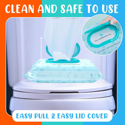 WONDERFUL Flushable Butt Wipes, Variety 100% Plant-Based Wet Wipes for Adults & Kids; Sewer, Septic Safe; Gentle for Sensitive Skin, Wipes Flushable Pack for Bathroom & Travel, 3-Pack (180 Wipes)