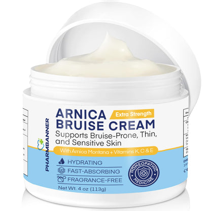 Arnica Bruise Cream Extra Strength – Fast Healing Arnica Montana with Vitamins K, C & E for Bruising, Swelling, Discoloration & Thin Skin – Hydrating Moisturizer for Face & Body – 4 oz