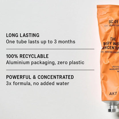 Akt The Body Wash Concentrate 3.4 Fl Oz, Natural Shower Gel with Skin-Balancing Prebiotics, Body Wash Women & Men, with Olive Squalane & Vitamin E, Sc.01 Orange Grove, All Genders
