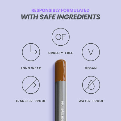 Wonderskin Eyeliner Pencil, 1440 Longwear Brown Eyeliner Pencil - Waterproof, Sharpenable & Smudge Proof