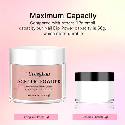 Acrylic Powder for Nail 56g: 2oz Peach Pink Acrylic Powder Large Capacity Professional for 3D Art Carving French Extension - DIY Nail Carving Long-Lasting No Needed Lamp