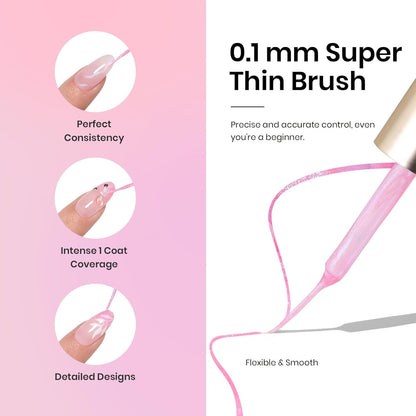 Beetles Pearl Pink Gel Nail Polish,Pearlescent Pink Mermaid Nail Drawing Gel Nail Art Polish Soak Off Uv Led Shimmer Gel Liner Nail Art with Dotting Pen & Heart Nail Charms for Women