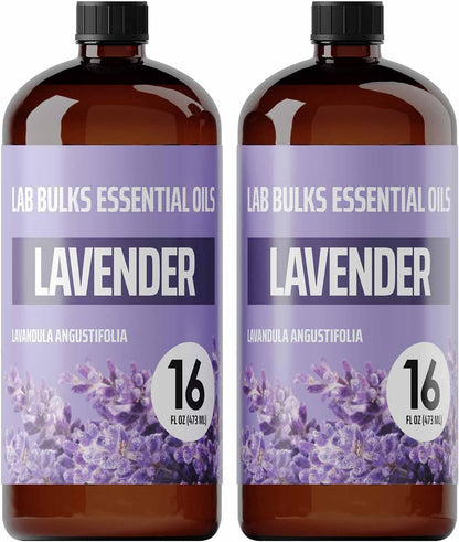 (2-Pack) Lavender Essential Oil for Diffusers, Candles, Hair, Spray, Home – 16 oz Bulk