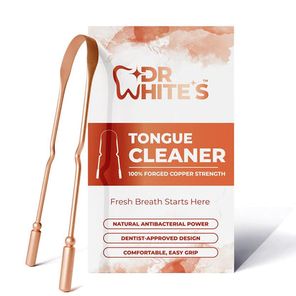 Dr. White’s Copper Tongue Scraper – Dentist-Designed Tongue Cleaner Tool for Fresh Breath, Dual-Grip, Rust-Resistant, Built to Last – 100% Forged Copper, For Adults & Kids (Single)