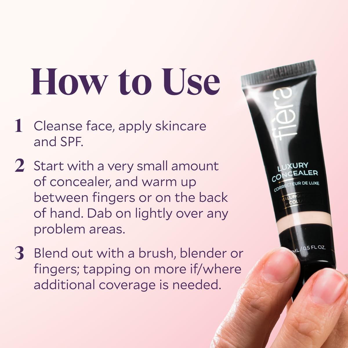 Fièra Luxury Concealer & Foundation with Anti-Aging Ingredients - Full Coverage for Dark Circles, Wrinkles, Fine Lines, and Spots, All-Day Wear For Mature Skin - Medium, 0.5 FL. OZ. / 15 ML