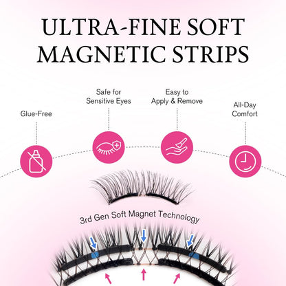VEYESBEAUTY Magnetic Eyelashes with Applicator Reusable Magnetic Lashes Natural Look No Glue Needed False Eyelashes, Moonlit Lashes Kit Easy to Wear and Remove