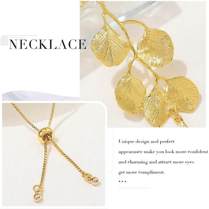 Jovono Boho Necklaces Gold Leaf Pendant Necklace Chain Dainty Leaves Necklace Chain for Women