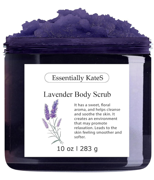 Lavender Body & Foot Scrub 10 oz - A blend of lavender essence, shea butter, and coconut oil for a fragrant journey to a serene countryside - The best stocking stuffer.