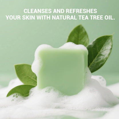 Rinse & Robust Mens Tea Tree Oil Soap Bar Set, 4Pcs Natural Handmade Tea Tree Soap with Shea Butter, Moisturizing & Exfoliating Bar Soap for Face Body Hands | 5.3 oz of 4 Bars