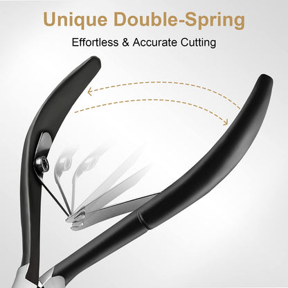 Easkep Cuticle Trimmer and Pusher, Professional Stainless Steel Cuticle Cutter, Black