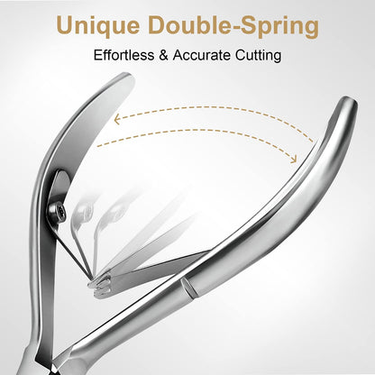 Cuticle Trimmer with Cuticle Pusher - Easkep Cuticle Remover Cuticle Nipper Professional Stainless Steel Cuticle Cutter Clipper Pedicure Manicure Tools for Fingernails and Toenails (D501-Silver)