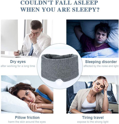 FRESHME Cotton Sleep Eye Mask for Women Men - 100% Blocking Light Travel Blindfold, Soft Zero Pressure Grey Eyes Cover with Adjustable Velcro Strap for Side Sleeper Night Sleeping, Work Nap and Yoga