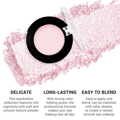 Monochrome Glitter Eyeshadow Makeup Palette, Highly Pigmented Rose Gold Eyeshadow Palette, Shimmer Pressed Powder Eye shadow Makeup, Single Vegan Eye Shadow, Daily Evening Women Girls Eyeshadow Gift6#