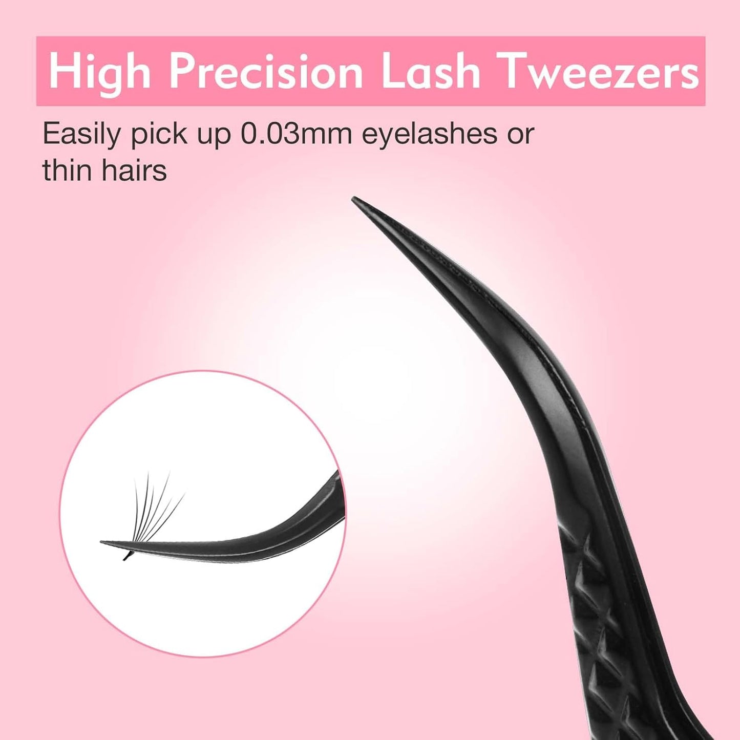 VEYES INC Lash Tweezers for Eyelash Extensions,High Precision Tweezers for Individual Classic and Volume Lash,Stainless Steel Tweezers-45 Degree