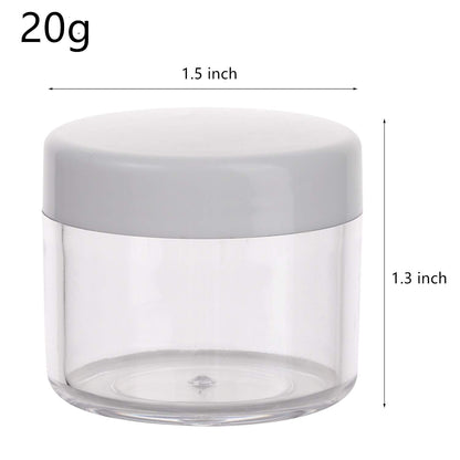 Refillable Cosmetic Sample Jars - 100 Pack 20g (0.7oz) White Small Travel Containers with Lids + 10 Mini Makeup Spatulas - BPA Free