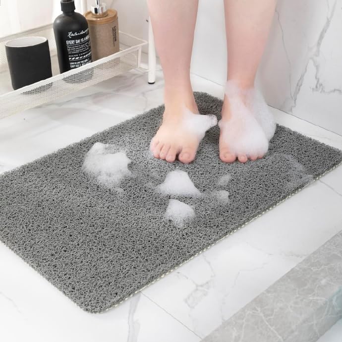 Non-Slip Bathtub Mat, 2 Pack Anti Slip Shower Mat, Fast Drying Bathtub Mats, Foot Scrubber Mat, Anti Slip Mat for Tub, Floor, Bathroom, Kitchen, Home, Hotel (Grey 24"×16"+24"×16")