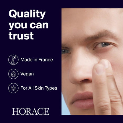 HORACE Under-Eye Moisturizer for Men - Anti-Fatigue Eye Cream to Reduce Dark Circles and Puffiness - Hydrating & Smoothing Skincare Formula for All Skin Types - Unscented, 15ml